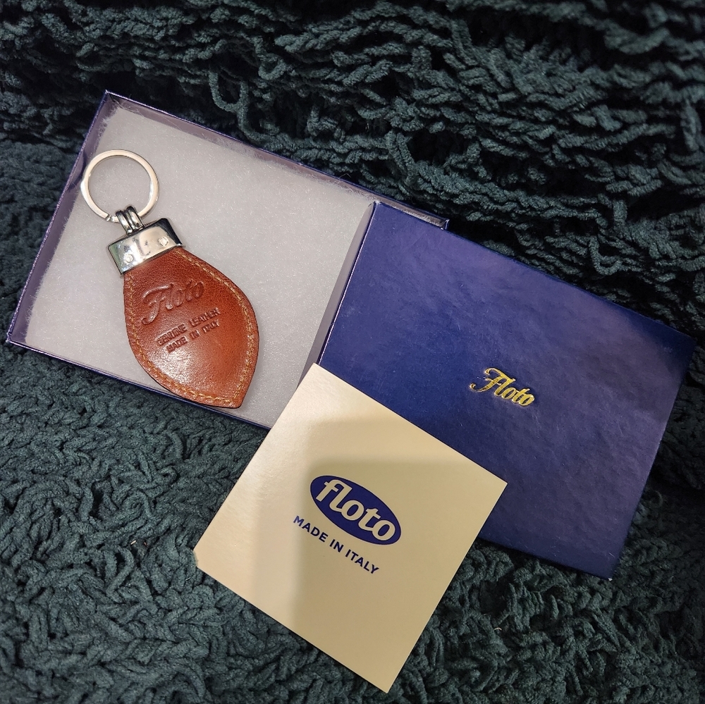 Floto Brown Leather Keychain NWT